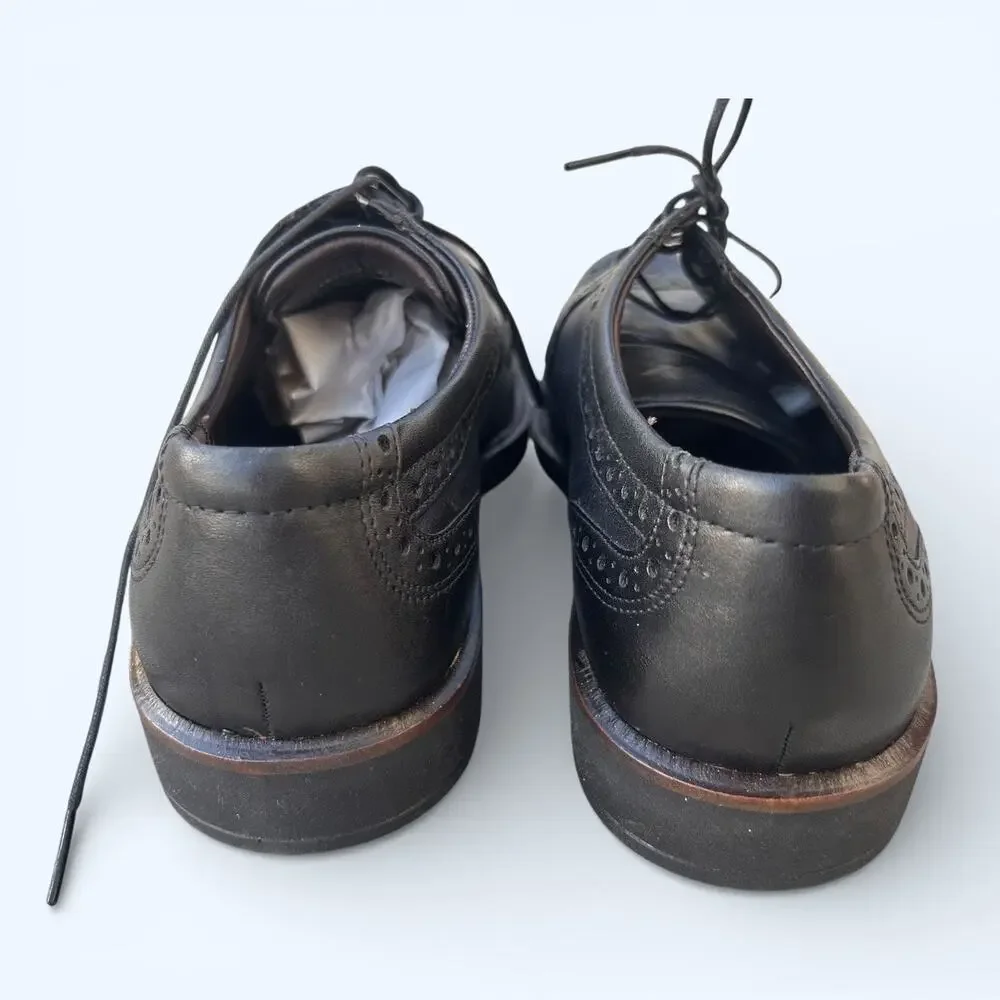 ECCO Black Leather Wingtip Oxford Dress Shoes – Men's Size EU 42 Preppy Comfort